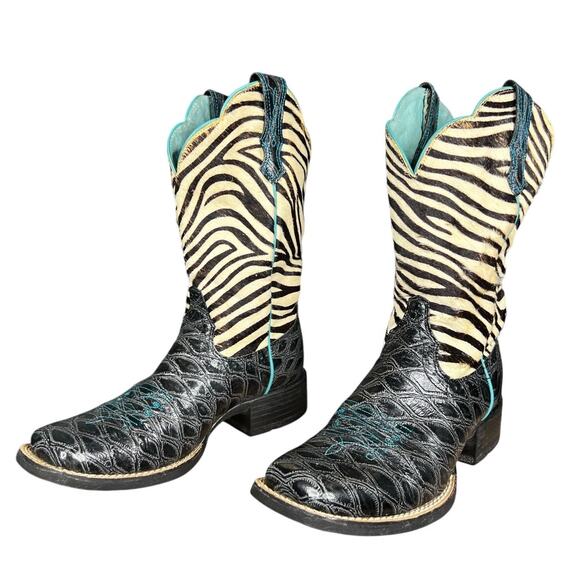 Ariat Women’s QuickDraw Black Zebra Western Cowgirl Boot Size US 6 - Picture 6 of 10